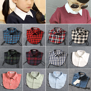 儿童假领子男童女童假领衬衣领格子领棉衬衫领卫衣领节约领