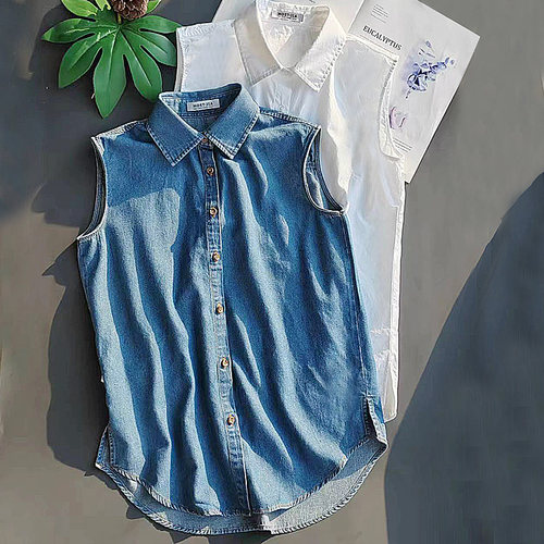 好品质MOSTJIA棉牛仔背心假领子