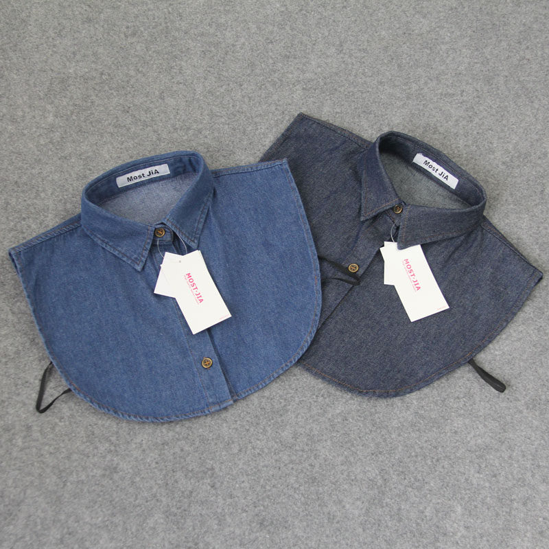 棉牛仔衬衫假领子卫衣假领子女百搭假领衬衣假领牛仔男衬衣领装饰