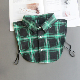 新款格子衬衣领假领子男款款个领黄白格节约领绿格装饰领