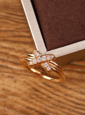 缘系一生连结X形轻奢小众指环戒