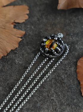 复古钛钢镶钻恶魔眼红色黄色灰色钢链波洛领带男绅士BOLO TIE牛仔