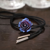 蓝色妖姬 复古紫蓝玫瑰手工波洛领带美艳暗黑BOLOTIE亚文化礼盒装