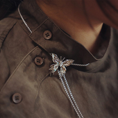 暗夜之迷 复古简约轻盈银色蝴蝶波洛领带BOLOTIE男女领绳西部牛仔