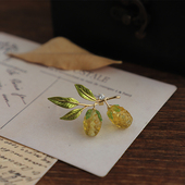 青涩 果实 浅青桑葚国风复古国风铜质精工锆石胸针女学院风领针