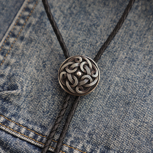 复古唐草铜质狂野牛仔波洛领带