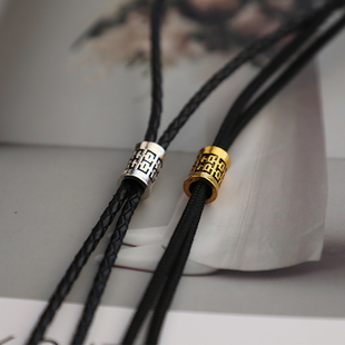 类似结婚双囍古金古银简约绳带波洛领带复古国风男女情侣款 礼盒装