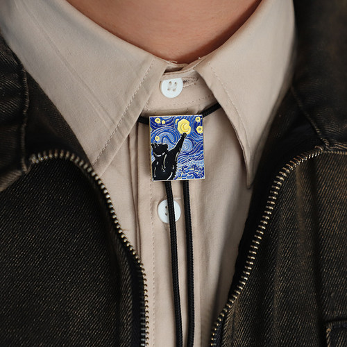 梵高星空猜想猫系列趣意波洛领带