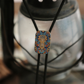 转运时 复古木质仿珐琅彩平安背云小众波洛领带BOLO TIE国风古韵