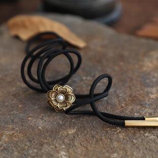 复古小花仿珍珠波洛领带男女 韩版软绳皮绳BOLOTIE精致小款礼盒装