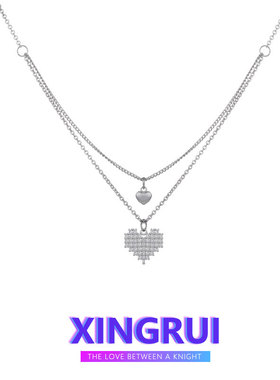 爱心镶钻女百搭高级锁骨链