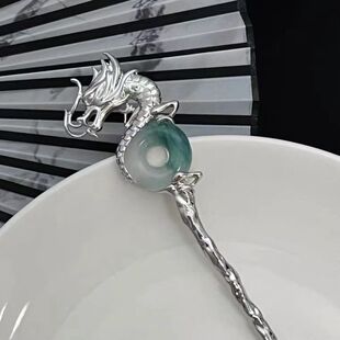 新款龙型平安扣发簪女高级简约金属发钗中式小众设计盘发簪子