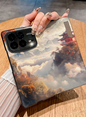 适用小米Mixfold4手机壳Mixfold3翻盖皮套Mixfold2插画小迷Mixf0ld3新款仿皮商务保护套彩绘防摔个性时尚创意