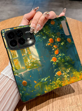 适用小米Mixfold4手机壳Mixfold3翻盖皮套Mixfold2仿皮24o72PX77C彩绘保护套商务个性插画时尚防摔新款创意潮