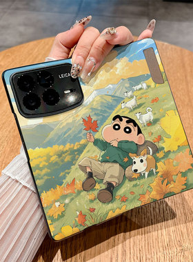 适用小米Mixfold4手机壳Mixfold3翻盖皮套Mixfold2仿皮小迷Mixf0ld4商务彩绘时尚插画新款个性保护套防摔创意