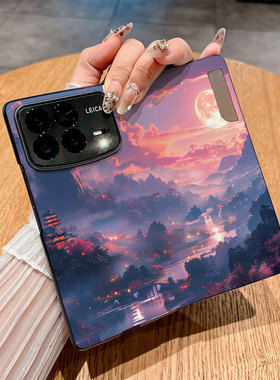 适用小米Mixfold4手机壳Mixfold3翻盖皮套Mixfold2仿皮小迷Mixf0ld3插画彩绘个性时尚商务创意防摔保护套新款
