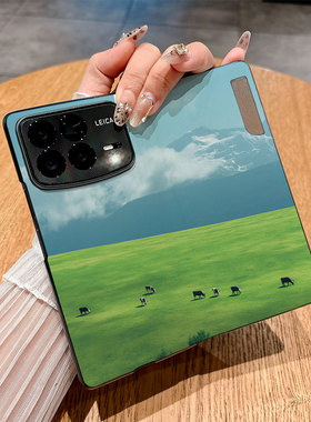 适用小米Mixfold4手机壳Mixfold3翻盖皮套Mixfold2个性24o72PX77C商务仿皮插画时尚彩绘创意防摔保护套新款潮