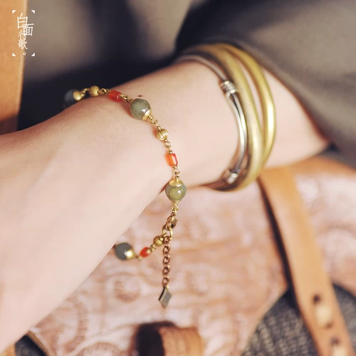 Изумрудный ретро браслет из бисера ручной работы, французский стиль