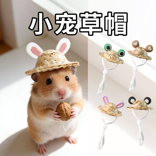 仓鼠迷你草帽金丝熊夏季遮阳帽