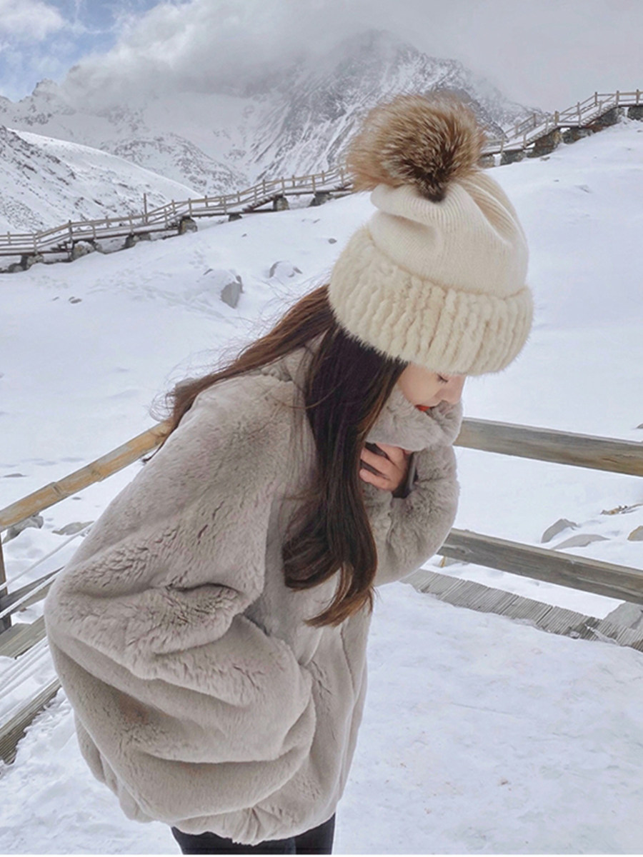 임산부 양고기 모피 코트 여성 가을 겨울 새로운 흰색 양고기 벨벳 두꺼운 작은 향기 짧은 후드 탑