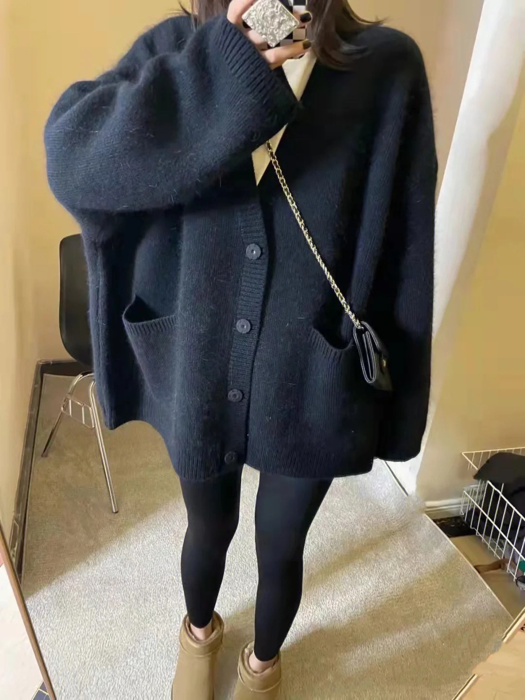 출산 가을 패션 정장 2024 새로운 가을 겨울 니트 스웨터 카디건 여성 탑 자켓