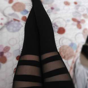 夏装新款纯色破洞网纱拼接莫代尔修身显瘦长裤打底裤女