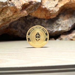 黄铜镀金 ETH 以太坊纪念币实物周边Ethereum数字货币收藏硬币24K