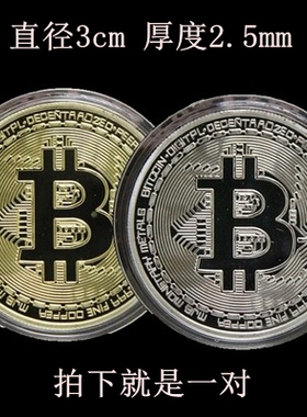 Bitcoin金币比特纪念一个亿金币精制版BTC外币两个装幸运礼品硬币