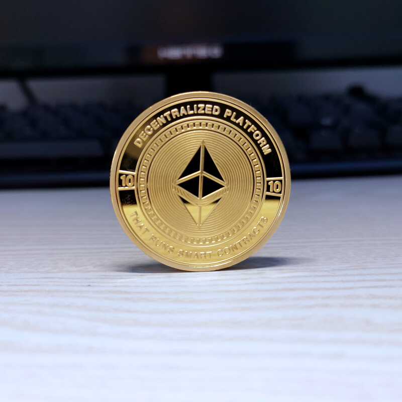 黄铜镀金 ETH 以太坊纪念币实物周边Ethereum数字货币收藏硬币24K