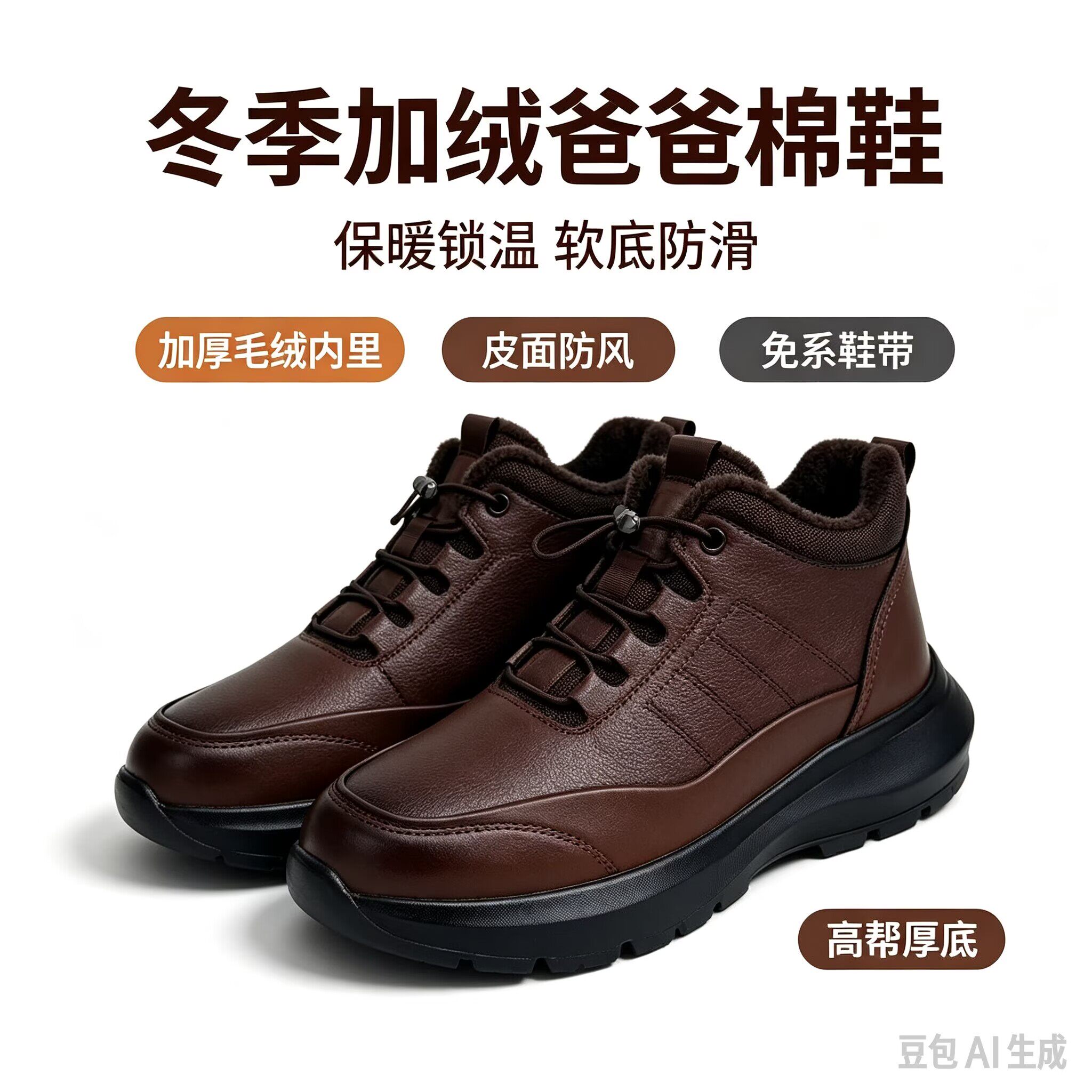 老人头中老年男加绒保暖防滑雪地