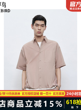 太平鸟男装衬衫25夏季新款外穿式纯色衬衣 B2CJF2D01