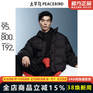 95%进口鸭绒太平鸟男装羽绒服24冬新款短款防寒面包服潮BAACE423L