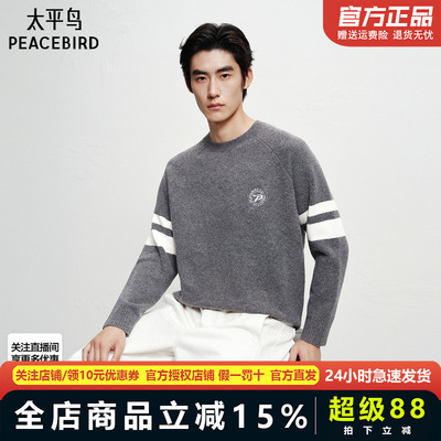 慵懒毛衣太平鸟男装 休闲毛衣冬新款条纹肌理男士毛衫潮BWEBD4229