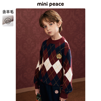 MINIPEACE太平鸟儿童学院风毛衣秋冬款男童毛衫女童圆领毛衣