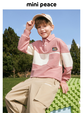 MINIPEACE太平鸟童装男童POLO衫儿童拼接长袖T恤大背图春装新款潮