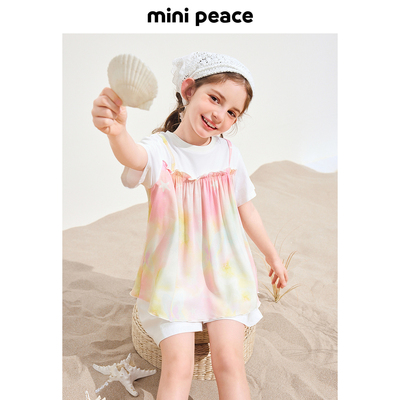 太平鸟童装女童彩虹短袖T恤