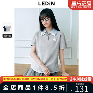 爱心袖 新款 女装 上衣 标泡泡袖 撞色POLO衫 乐町学院风短袖 25年夏季