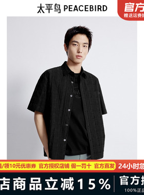 太平鸟男装衬衫新款肌理提花潮牌 B1CJE2128
