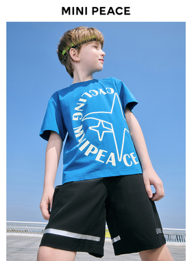 [5A抗菌]MINIPEACE太平鸟童装男童短袖T恤大图案儿童夏装运动宽松