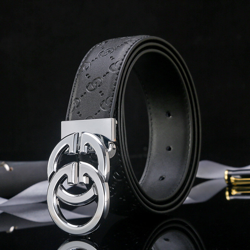 皮带男潮流真皮平滑扣时尚年轻人韩版双G酷奇裤腰带百搭商务时尚