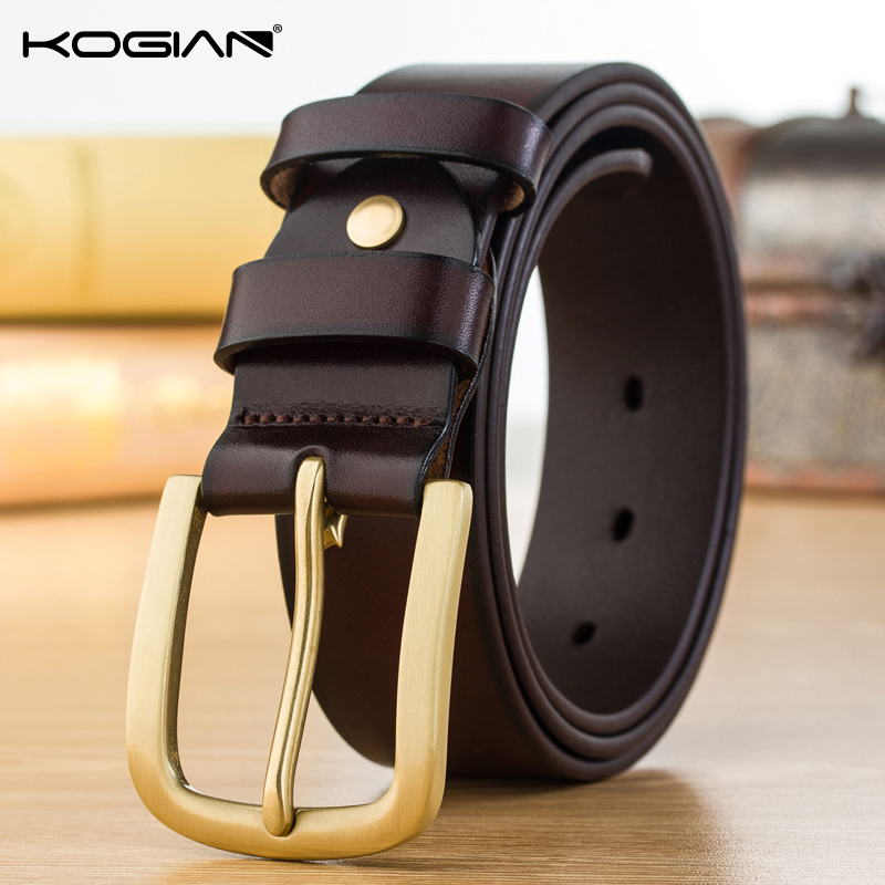 头层牛皮皮带真皮纯牛皮针扣青年休闲腰带士韩版百搭潮人裤带