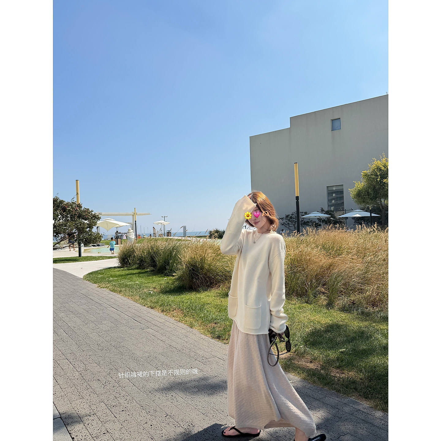 EASE ATELIER 私服 100绵羊毛加厚泡泡提花工艺针织裤裙