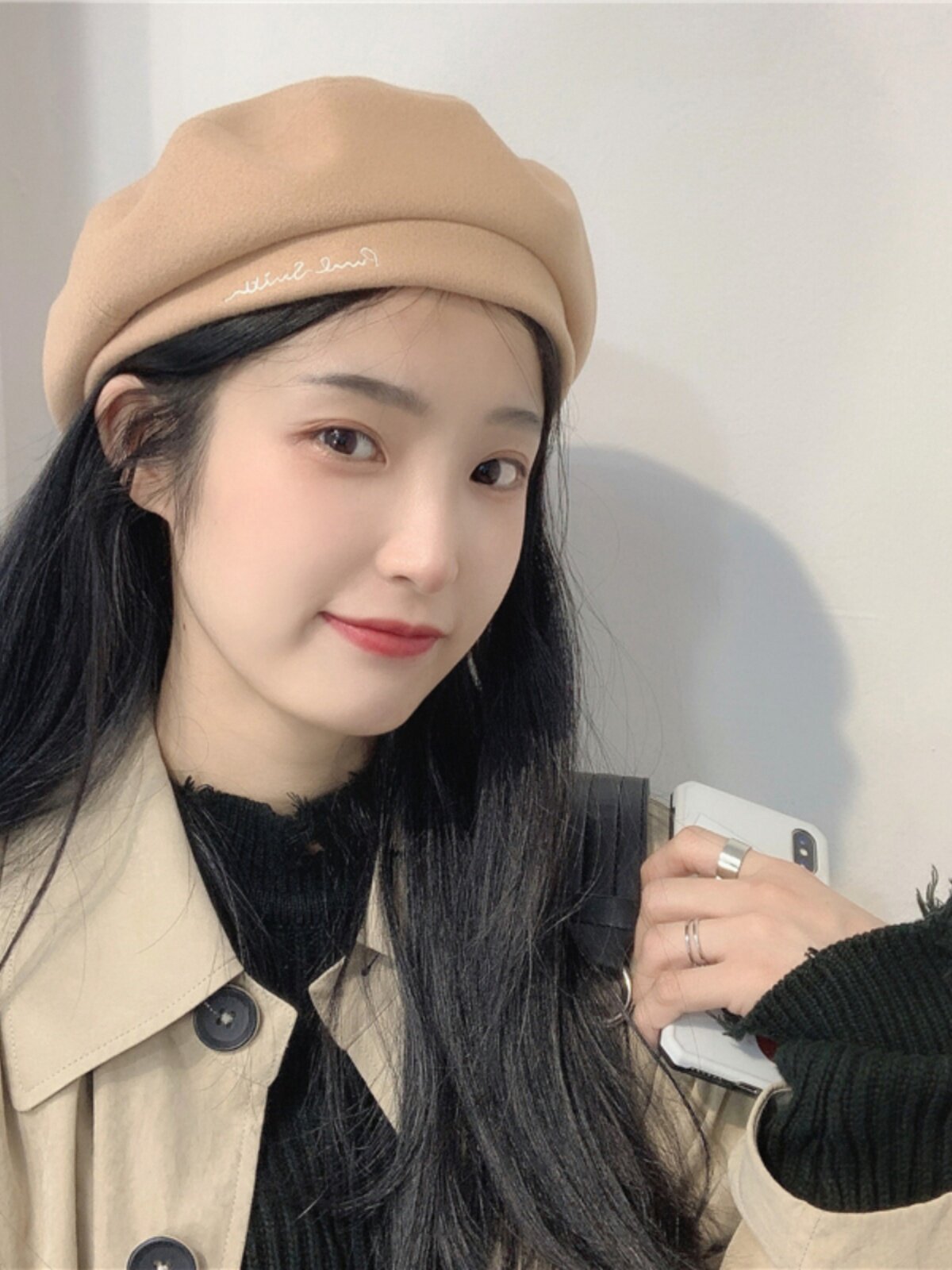 프렌치 쿠어 케바 울 자수 베레모 여성 가을 겨울 복고풍 화가 모자 달콤한 팔각형 모자