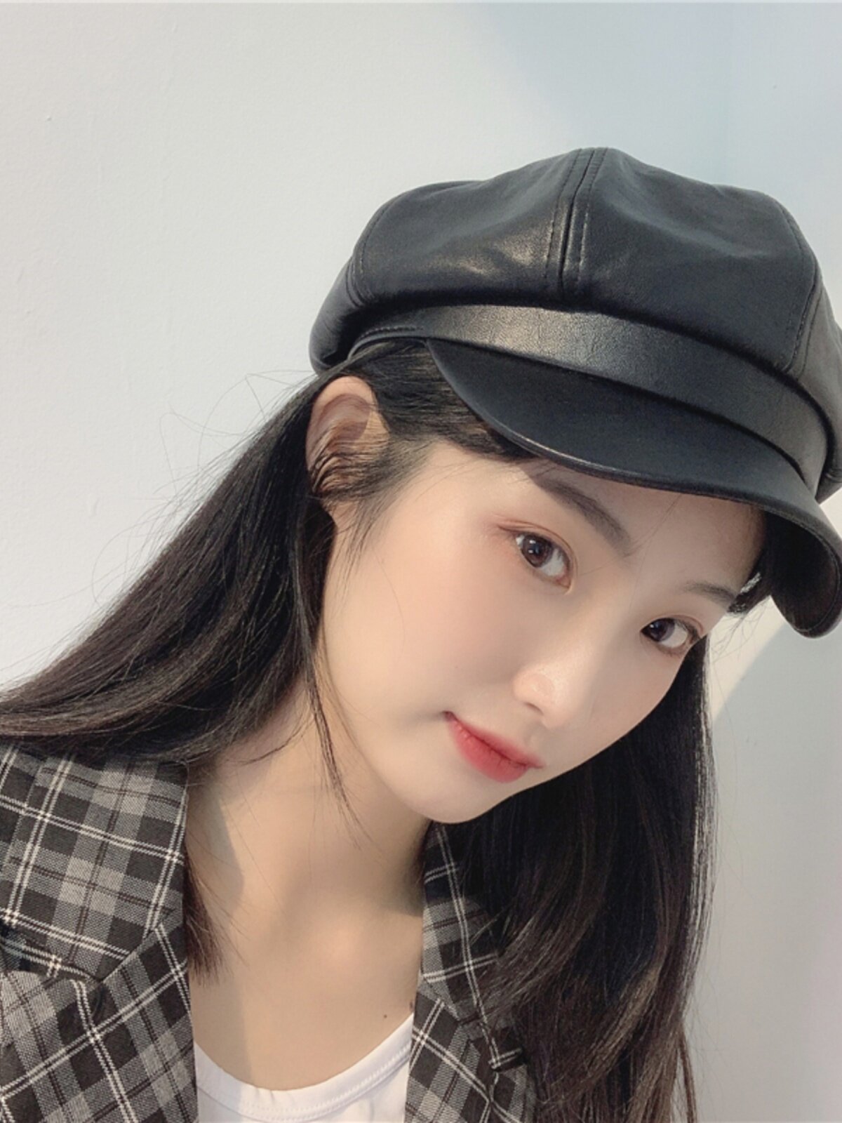 프렌치 쿠어 케바 베레모 여성용 가죽 블랙 다목적 복고풍 문학 화가 모자 인터넷 연예인 팔각형 모자