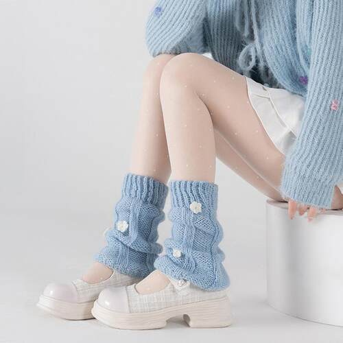 2026春季新款手工钩花花朵甜辣袜套女日系jk少女堆堆袜yk2小腿袜