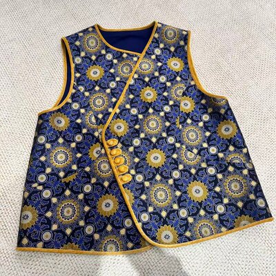 JINYU矜羽【团花】上久楷50姆米四重纬织金宋锦马甲上衣女