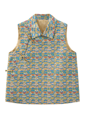 JINYU矜羽【祥云】纹非遗宋锦新中式斜襟盘扣马甲上衣