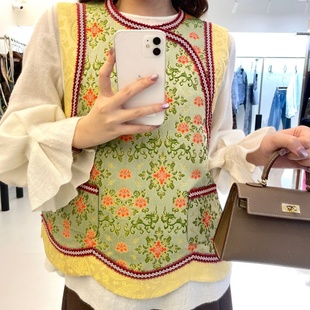 JINYU矜羽 (卷草花卉龙)纹钱小萍宋锦马夹国风上衣