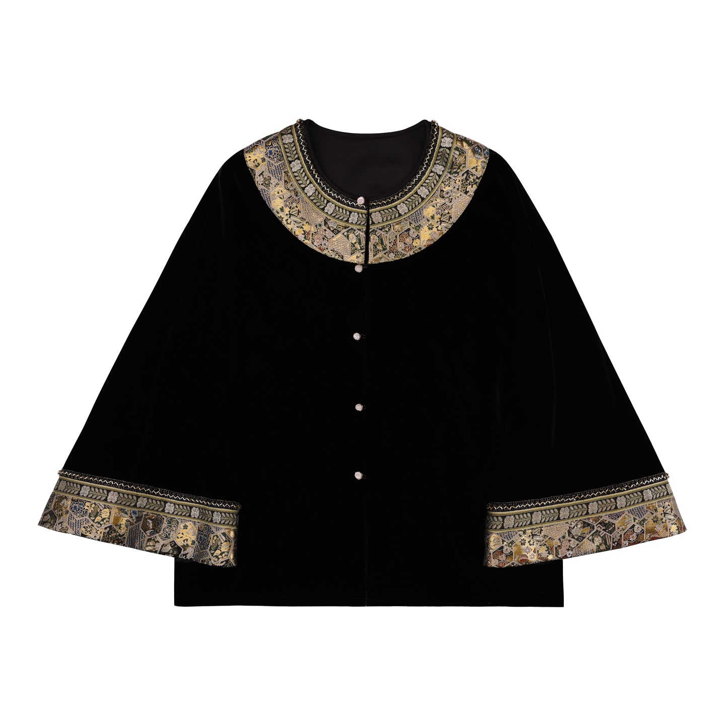 JINYU矜羽【墨玉】新中式倒大袖黑色丝绒外套秋冬款