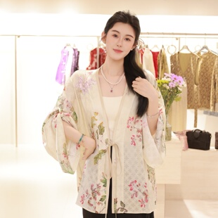 JINYU矜羽【花间序】 李德喜喷绘罗禅意新中式上衣褶衣女